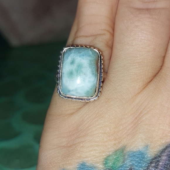 Dainty Square Larimar Ring Size 5.75 - Picture 5 of 7